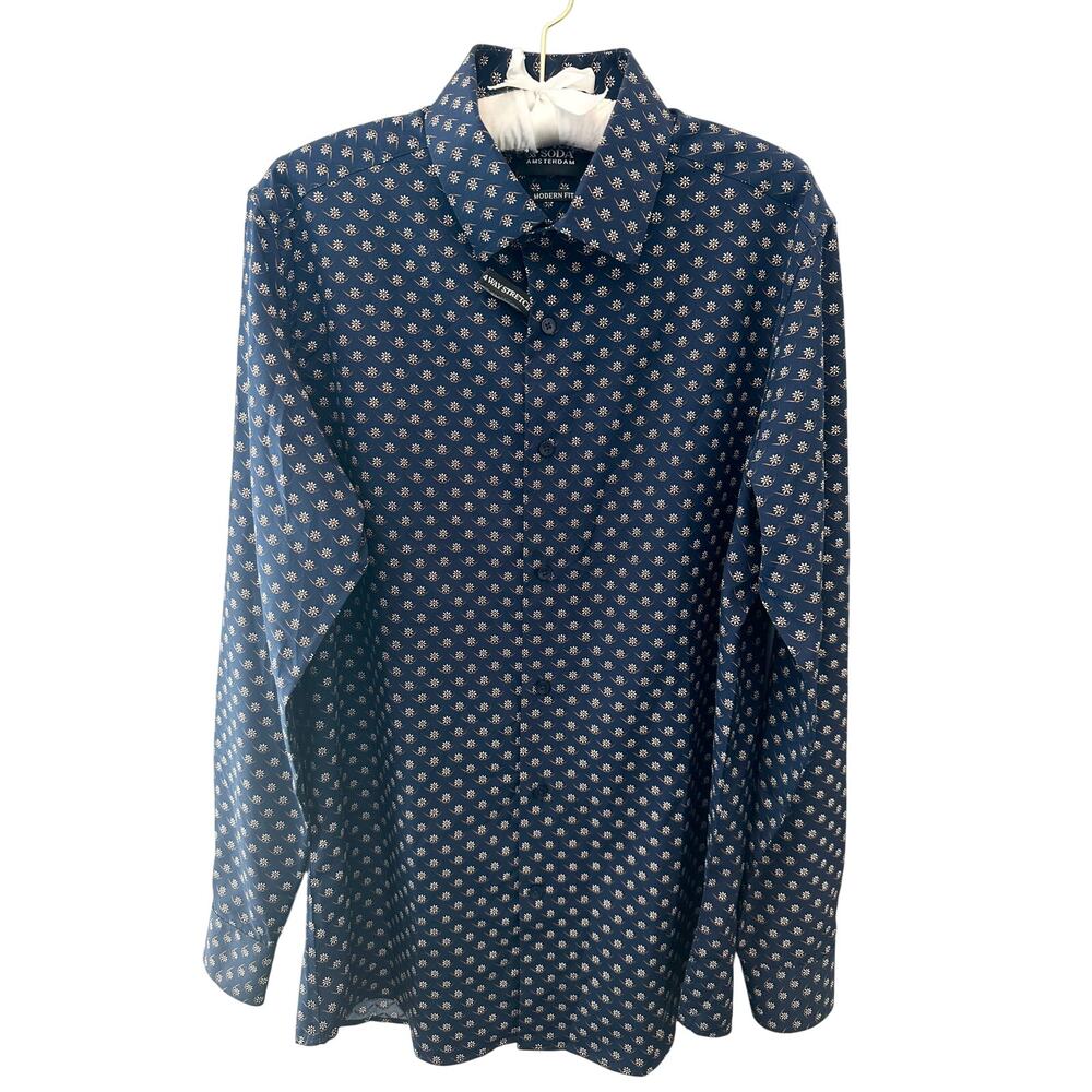 SCOTCH & SODA Amsterdam Modern Fit Blue Floral Button Down Shirt Men’s 16 / 41 L
